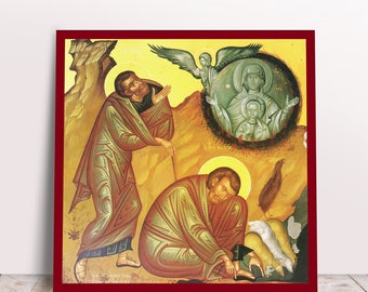 Moses and the Burning Bush Greek Byzantine Orthodox Christian handmade icon