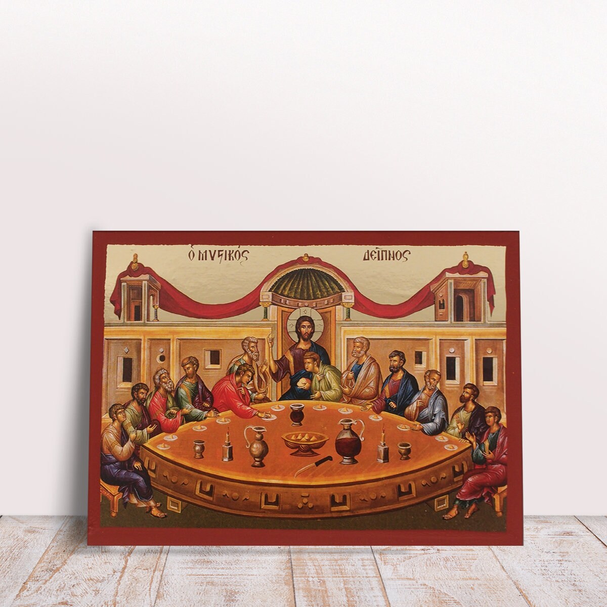Last Supper Jesus Christ With Apostles Goldprint Greek Byzantine Orthodox Christian Handmade Icon - Etsy