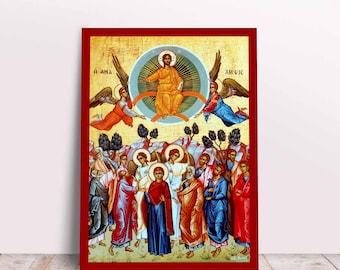 Jesus Christ Ascension to Heaven Greek Byzantine Orthodox Christian handmade icon