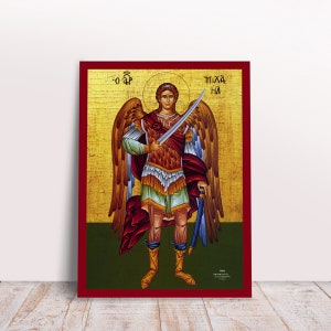 Archangel Michael Fullbody Greek Byzantine Orthodox Christian handmade icon image 1