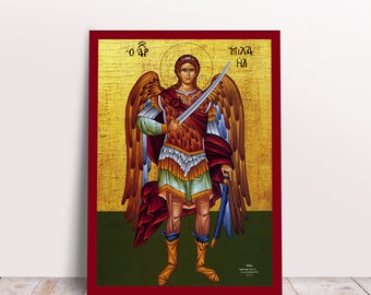 Aartsengel Michael Fullbody Grieks Byzantijns Orthodox Christelijk handgemaakt icoon