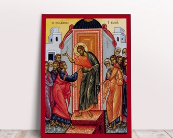 Incredulity of Thomas with Jesus Christ Greek Byzantine Orthodox Christian handmade icon