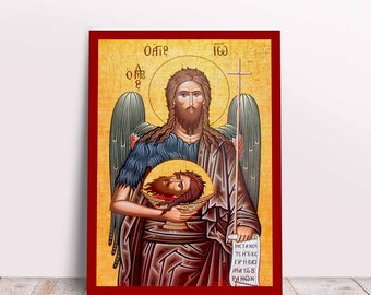 Saint John the Baptist Greek Byzantine Orthodox Christian handmade icon