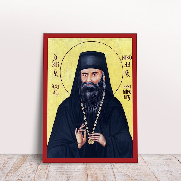 Saint Nikolai Velimirovich of Serbia Greek Byzantine Orthodox Christian handmade icon