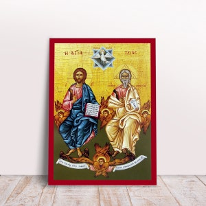 Holy Trinity Greek Byzantine Orthodox Christian handmade icon