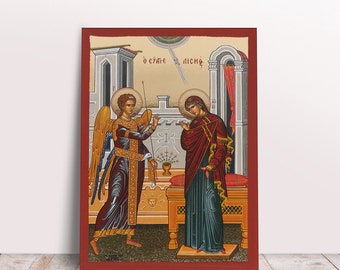 The Annunciation of Virgin Mary Goldprint Greek Byzantine Orthodox Christian handmade icon