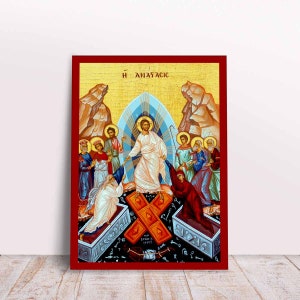 Jesus Christ Resurrection Greek Byzantine Orthodox Christian handmade icon