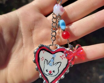 Handgemachte Perlen Soft Lot Clown Katze Taschenanhänger oder Schlüsselanhänger