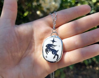 Polymer Clay und weiches Lot Hase Anhänger Halskette