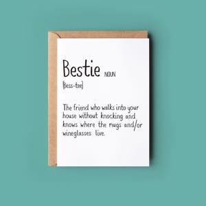 Carte Bestie - Définition du dictionnaire Bestie - Anniversaire ou remerciement