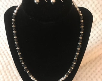 Freshwater pearls - black and grey # p5