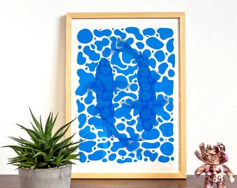 Vibrant Koi Fish Art Poster A3 - Limited Edition Silkscreen Print