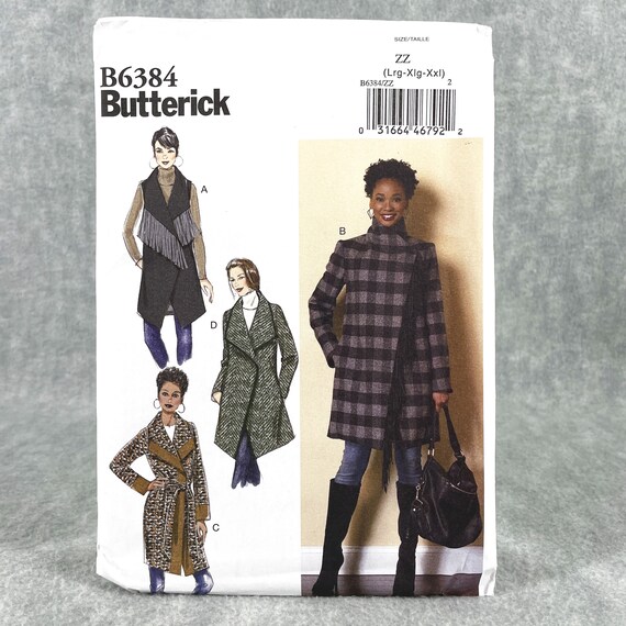 Butterick 6384 Plus Size Loose Coat and Belt Misses Size L XXL - Etsy