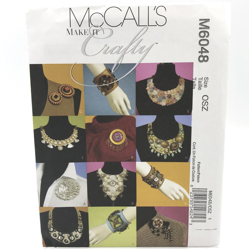McCalls 6048 Necklaces Bracelets and Pins Uncut Sewing Pattern Make it Crafty