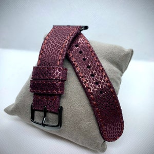Handmade Apple Watch Band / GLITTER RED Leather / Apple Watch Strap / Series 1 2 3 4 5 6 SE 7 8 Ultra / Christmas gift for Woman and Men