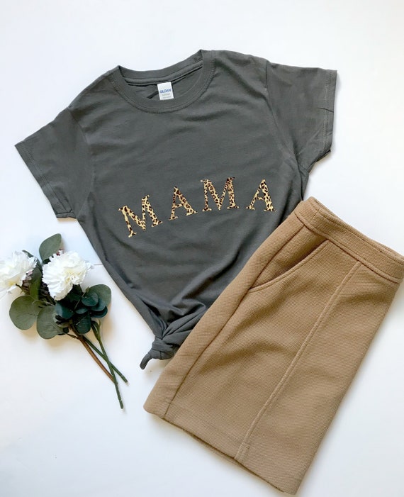 mama t shirt leopard print