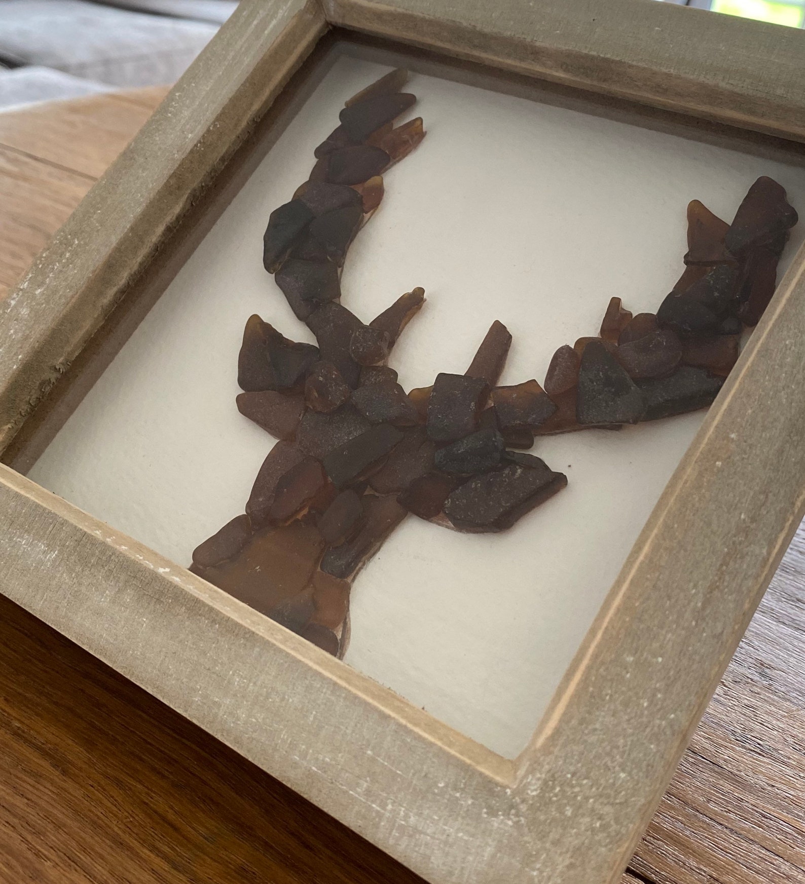 Cornish Sea Glass Framed Wall Art Stag Silhouette Gift Etsy