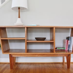 Solid Wood Media Stand, TV Stand, Open Credenza - Mid Century Modern