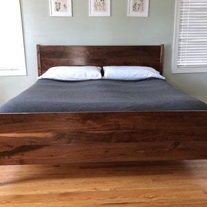 Solid Wood Bed Frame and Headboard - Midcentury Design - Can be Customized