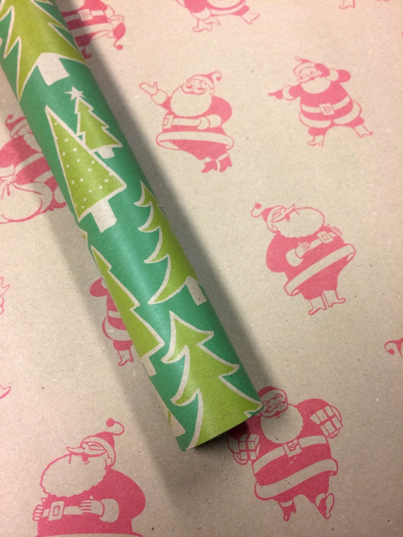 Note Card Cafe Bella Kraft Retro Christmas Wrapping Paper 6 Etsy