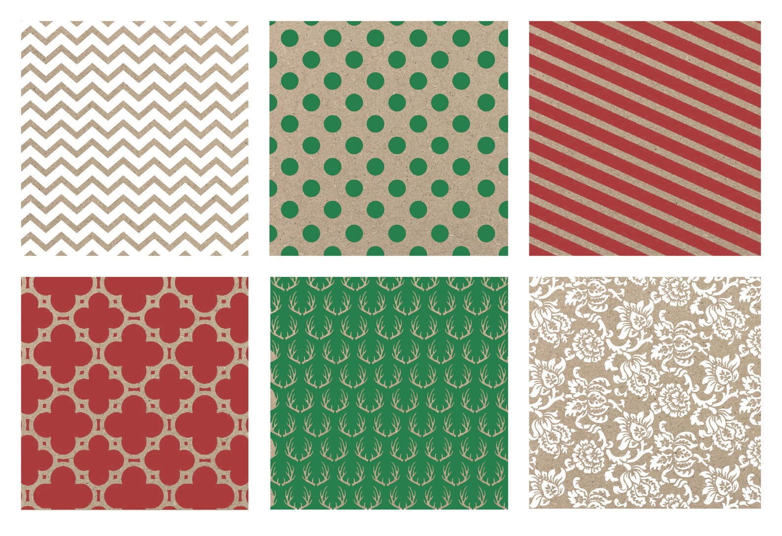 Note Card Cafe Bella Kraft Christmas Wrapping Paper 6 Pack Etsy