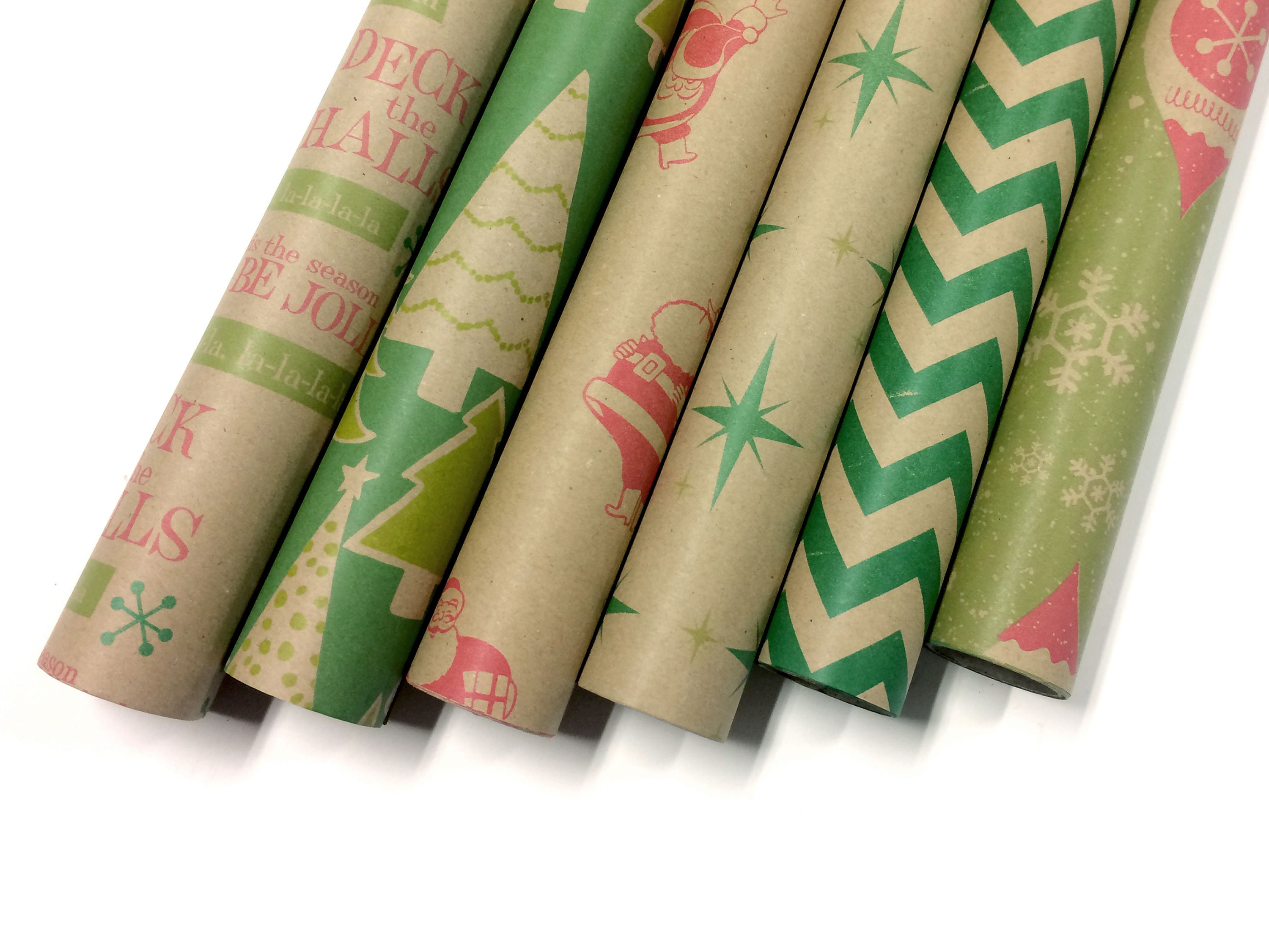 Note Card Cafe Bella Kraft Retro Christmas Wrapping Paper 6 Etsy
