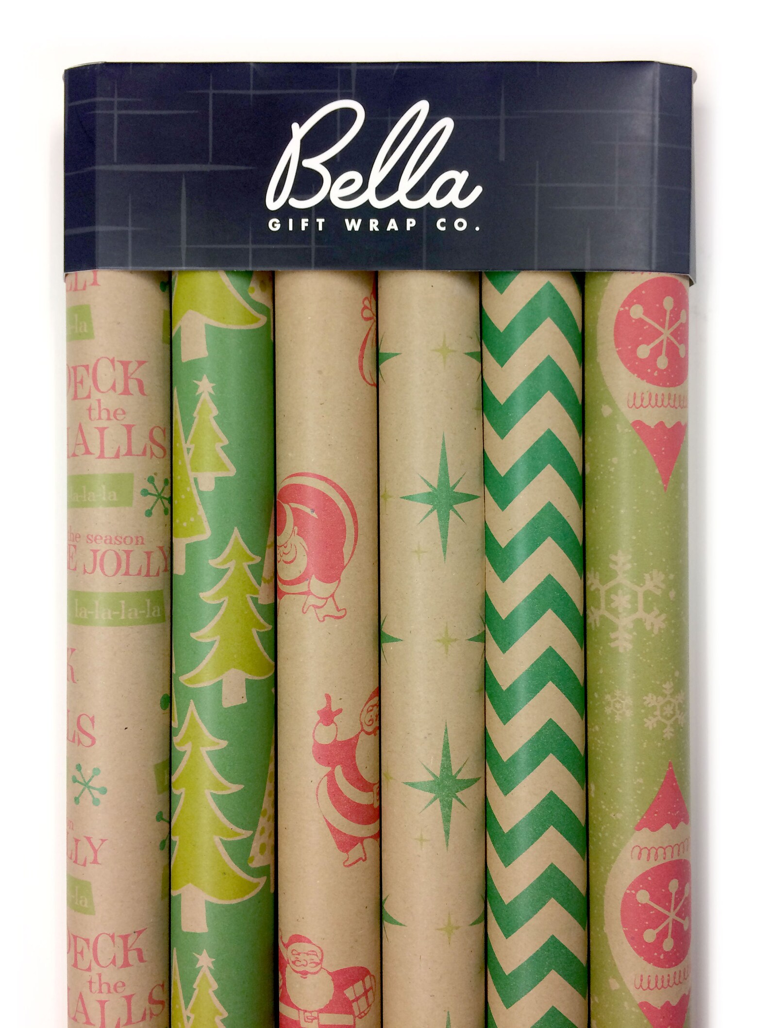 Note Card Cafe Bella Kraft Retro Christmas Wrapping Paper 6 Etsy
