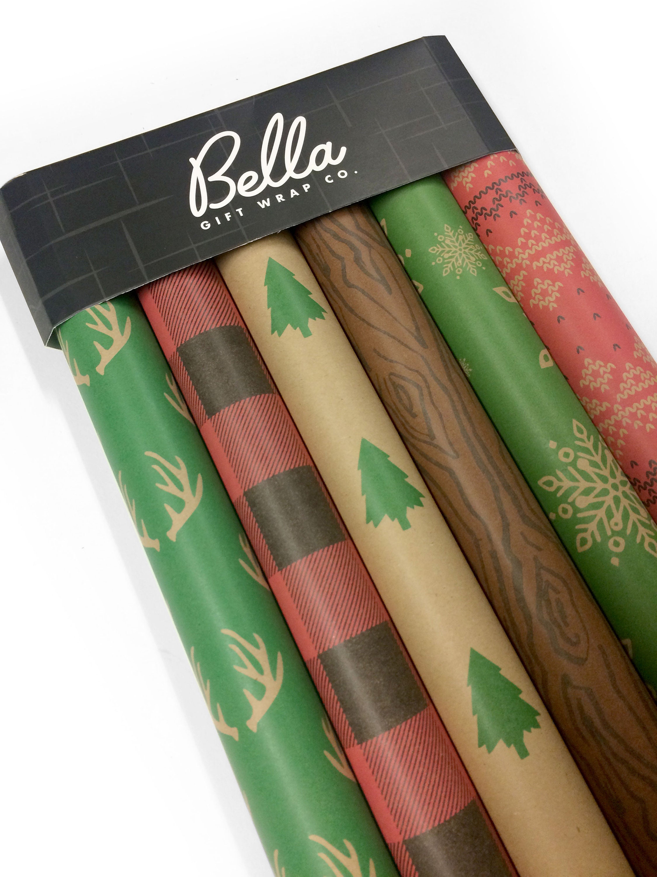 Note Card Cafe Bella Kraft Rustic Christmas Wrapping Paper 6 Etsy