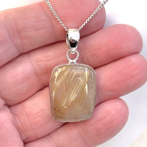 Sterling Silver Rutilated Smoky Quartz pendant with Silver chain