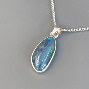 Beautiful Australian Opal Triplet - Silver Pendant & Chain