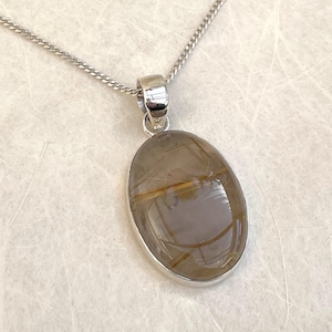 Sterling Silver Rutilated Smoky Quartz pendant with Silver chain