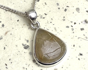 Sterling Silver Rutilated Quartz pendant with Silver chain