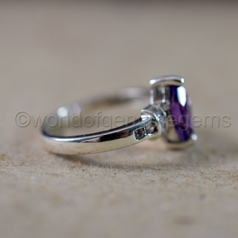 Natural Purple Amethyst Rings Engagement Rings Marquise Cut Rings February Birthstone Sterling Silver Ring Solitaire WeddingEngagement ring