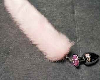 Pink Imitation Faux Fox Tail Keychain 42-23PK-AS K21