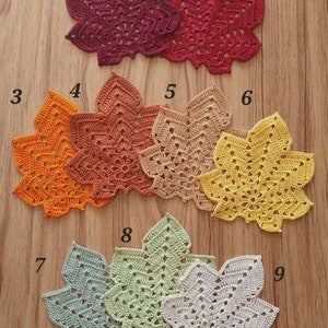 Handmade Crochet Maple Leaf Coasters / coasters Fall Autumn/Thanksgiving deco /home decor/table decor image 7