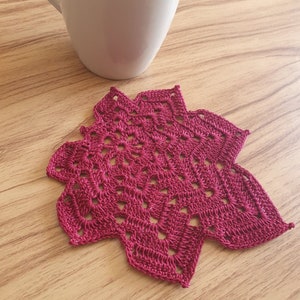 Handmade Crochet Maple Leaf Coasters / coasters Fall Autumn/Thanksgiving deco /home decor/table decor image 5