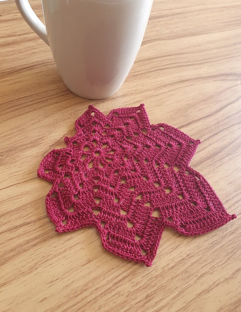 Handmade Crochet Maple Leaf Coasters / coasters Fall Autumn/Thanksgiving deco /home decor/table decor image 5