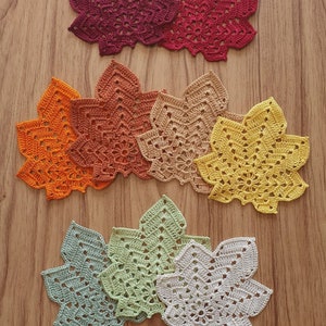 Handmade Crochet Maple Leaf Coasters / coasters Fall Autumn/Thanksgiving deco /home decor/table decor image 1
