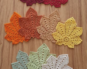 Handmade Crochet Maple Leaf Coasters / coasters Fall Autumn/Thanksgiving deco /home decor/table decor