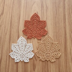 Handmade Crochet Maple Leaf Coasters / coasters Fall Autumn/Thanksgiving deco /home decor/table decor image 2