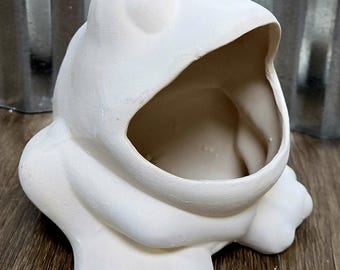 Soporte para estropajos con forma de rana de cerámica bizcocho – Molde vintage de Arnels, listo para pintar