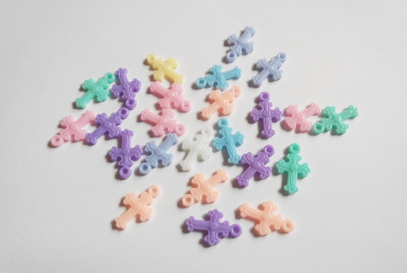 Pastel Colors mini crosses kawaii 50 pcs crosses for Jewelry Making Pastel crosses charms Matte Finish Soft crosses