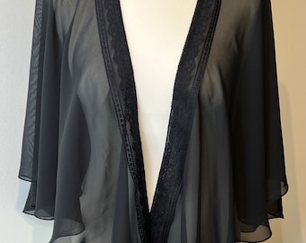 Black chiffon capelet, bridal , special occasion cover up