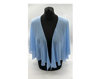 Baby blue chiffon capelet, bridal , special occasion sky blue cover up