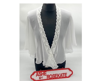 Off white chiffon capelet, bridal , special occasion cover up, wedding,bride, mother of bride