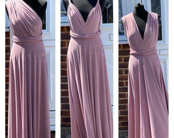 Dusty pink multi-way dress, bridesmaids dress, infinity gown, custom made occasion dress