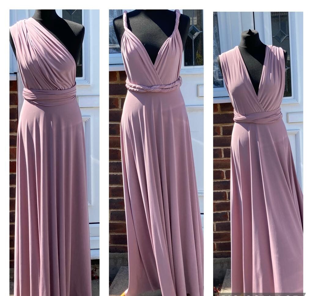Dusty Pink Multi-way Dress, Bridesmaids Dress, Infinity Gown, Custom Made Occasion Dress - Etsy Dusty Pink Multi-way Dress, Bridesmaids Dress, Infinity Gown, Custom Made Occasion Dress - Etsy