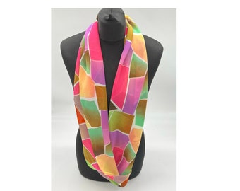 Mehrfarbiger Schal, Infinity-Chiffon-Schal, Regenbogenfarben-Loop-Schal, Geschenk für sie, Geburtstagsgeschenk, Muttergeschenk