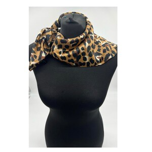 Animal print neckerchief scarf, silky satin square scarf, head tie, gifts for her, Mother’s Day