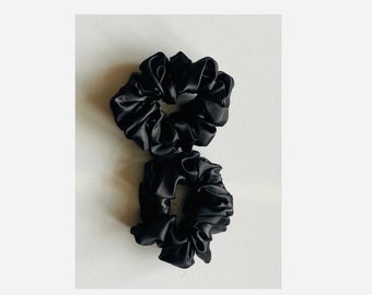 Black satin hair scrunchie
